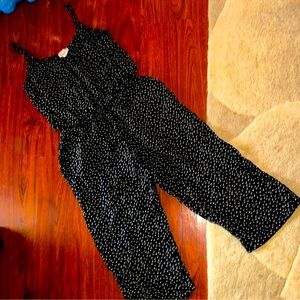 Tommy Bahama black and white romper w adj straps, waist tie linen blend size S